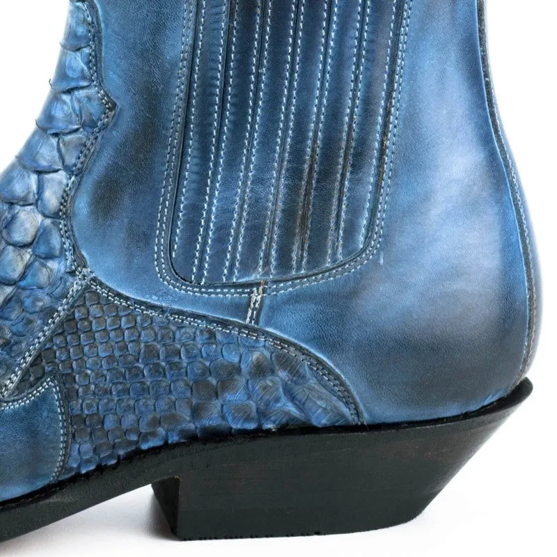 Cowboy Boots or Ankle Boots for Women and Men, Handcrafted, Blue, Urban and Exotic 2500