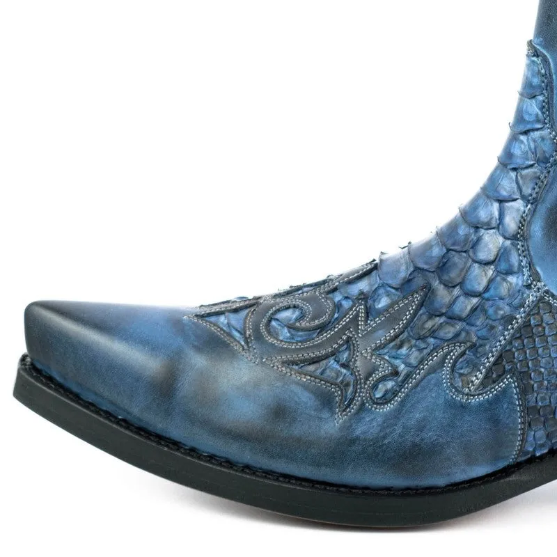Cowboy Boots or Ankle Boots for Women and Men, Handcrafted, Blue, Urban and Exotic 2500