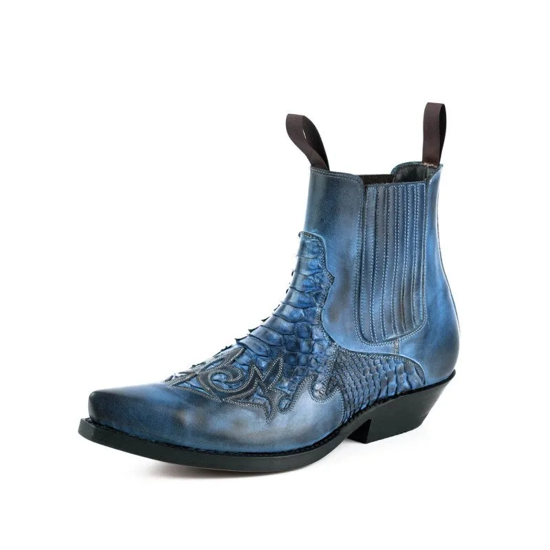 Cowboy Boots or Ankle Boots for Women and Men, Handcrafted, Blue, Urban and Exotic 2500