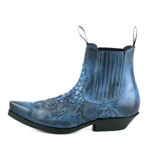 Cowboy Boots or Ankle Boots for Women and Men, Handcrafted, Blue, Urban and Exotic 2500