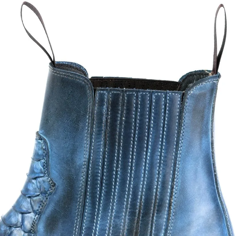 Cowboy Boots or Ankle Boots for Women and Men, Handcrafted, Blue, Urban and Exotic 2500