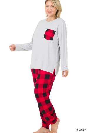 Curvy Grey Buffalo Plaid PJ Set
