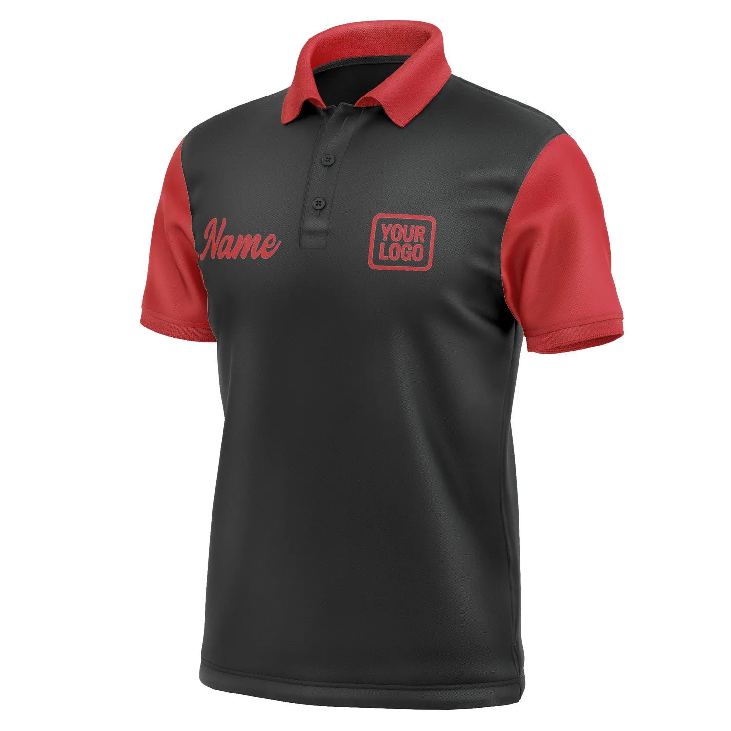 Custom Black Red Short-Sleeve Polo Shirt