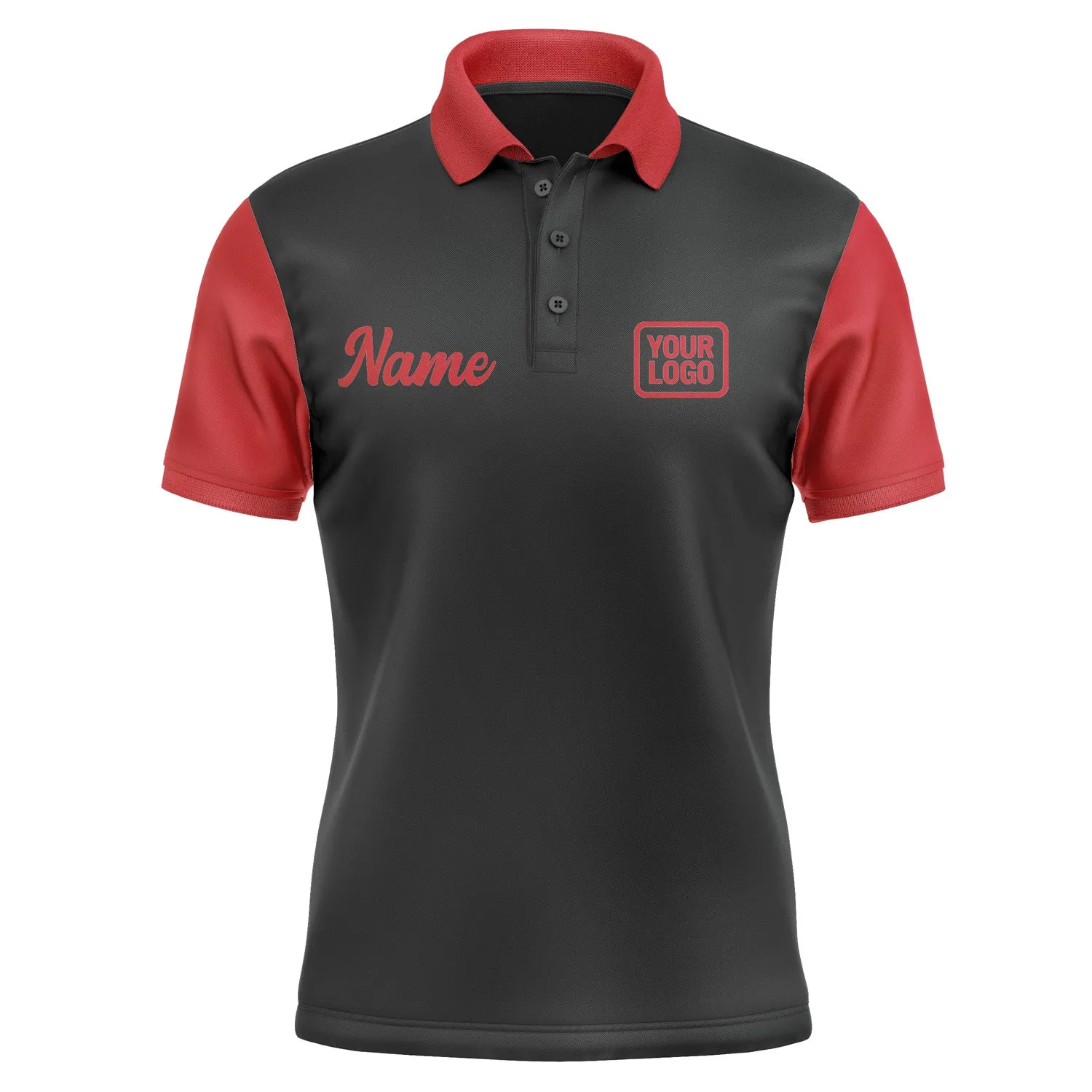 Custom Black Red Short-Sleeve Polo Shirt