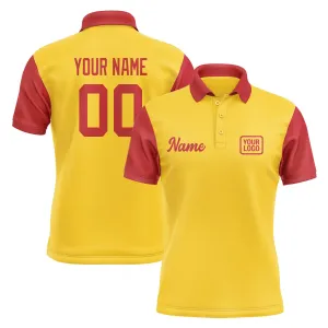 Custom Gold Red Short-Sleeve Polo Shirt