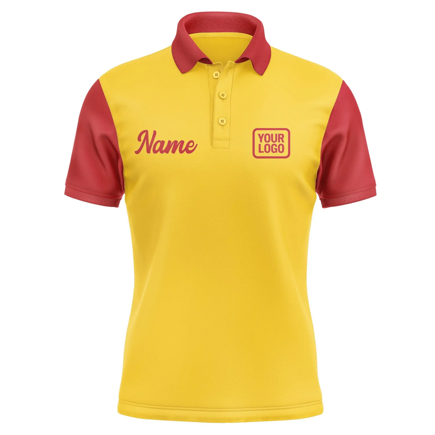 Custom Gold Red Short-Sleeve Polo Shirt