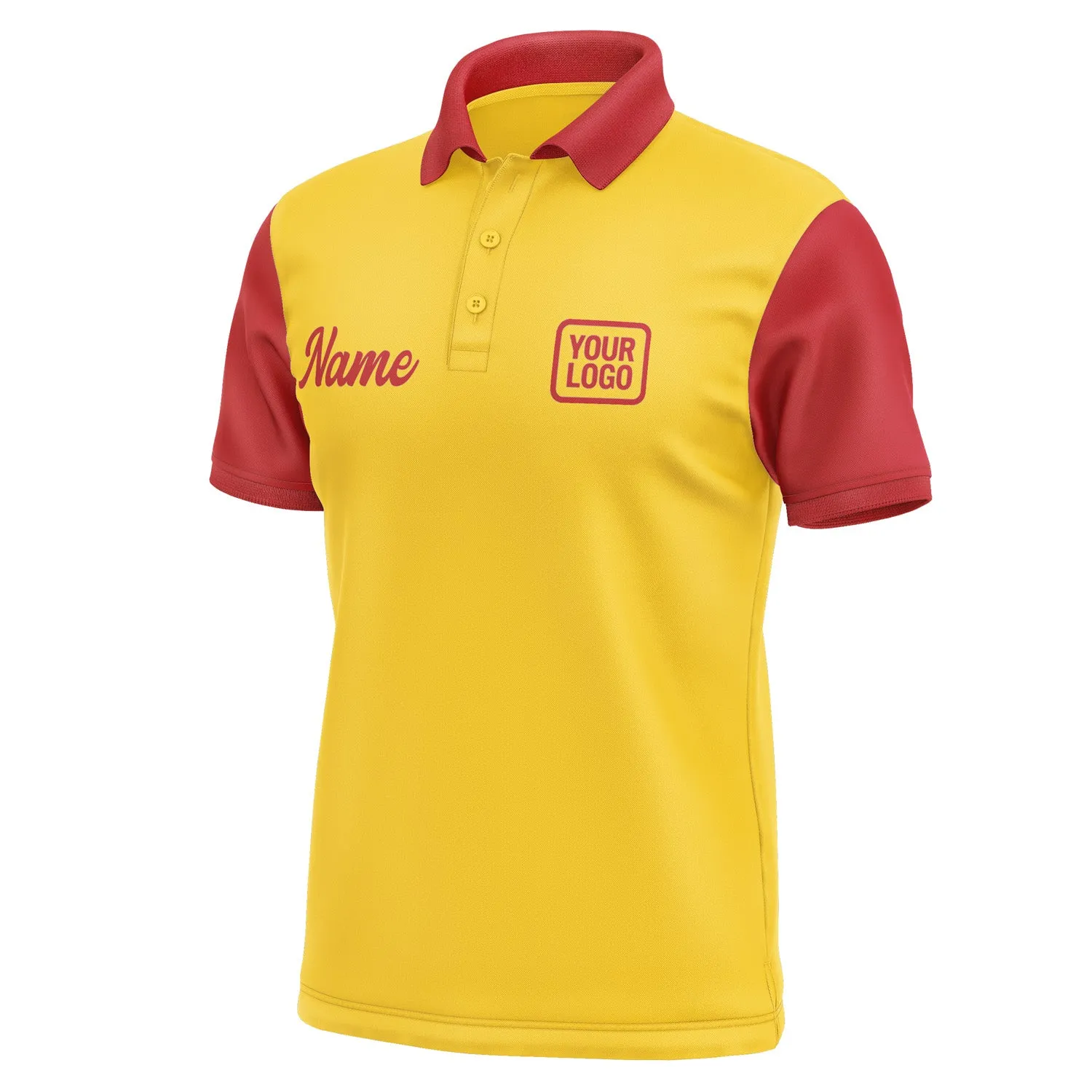Custom Gold Red Short-Sleeve Polo Shirt