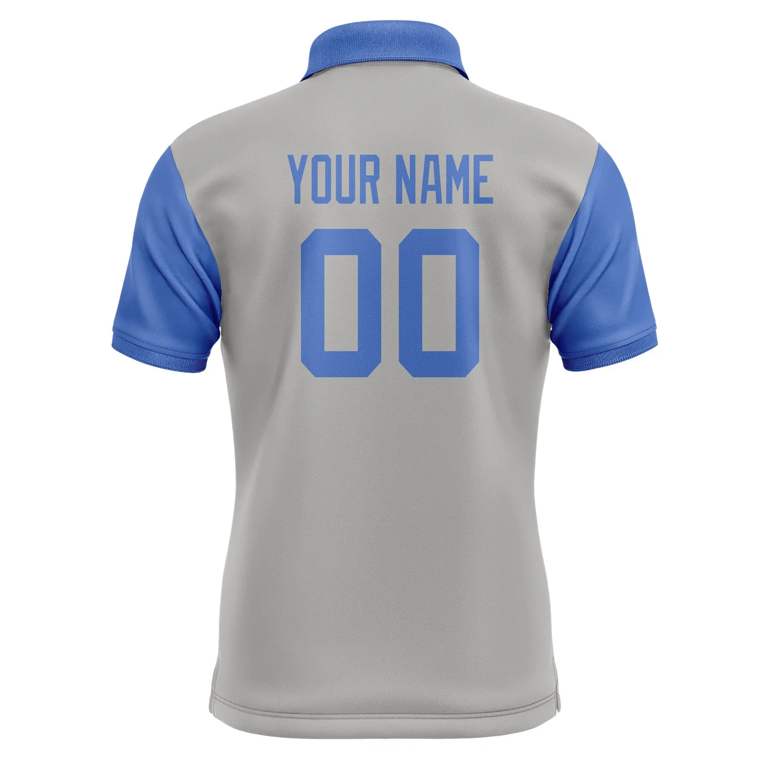 Custom Gray Sky Blue Short-Sleeve Polo Shirt