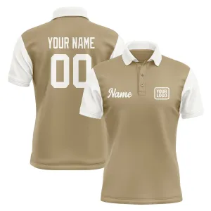 Custom Light Khaki White Short-Sleeve Polo Shirt