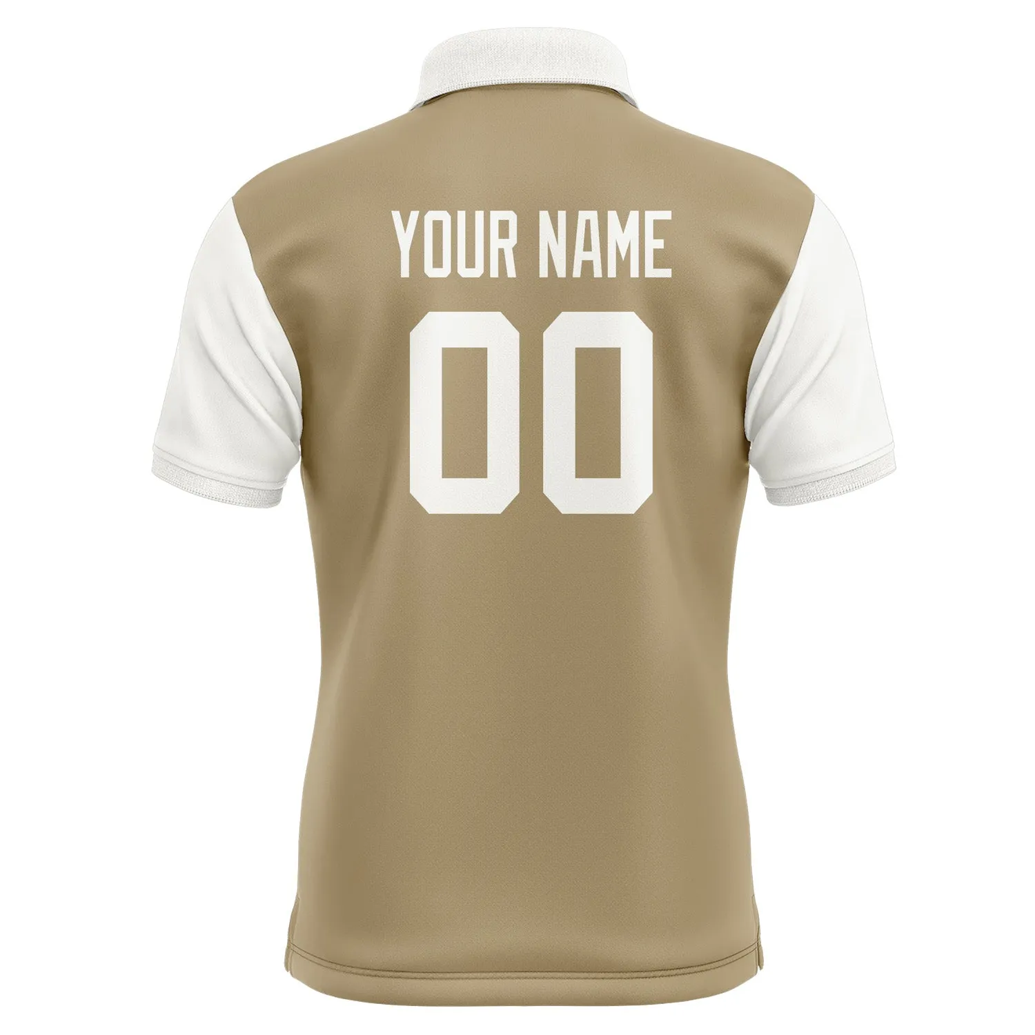 Custom Light Khaki White Short-Sleeve Polo Shirt