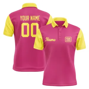 Custom Pink Light Yellow Short-Sleeve Polo Shirt