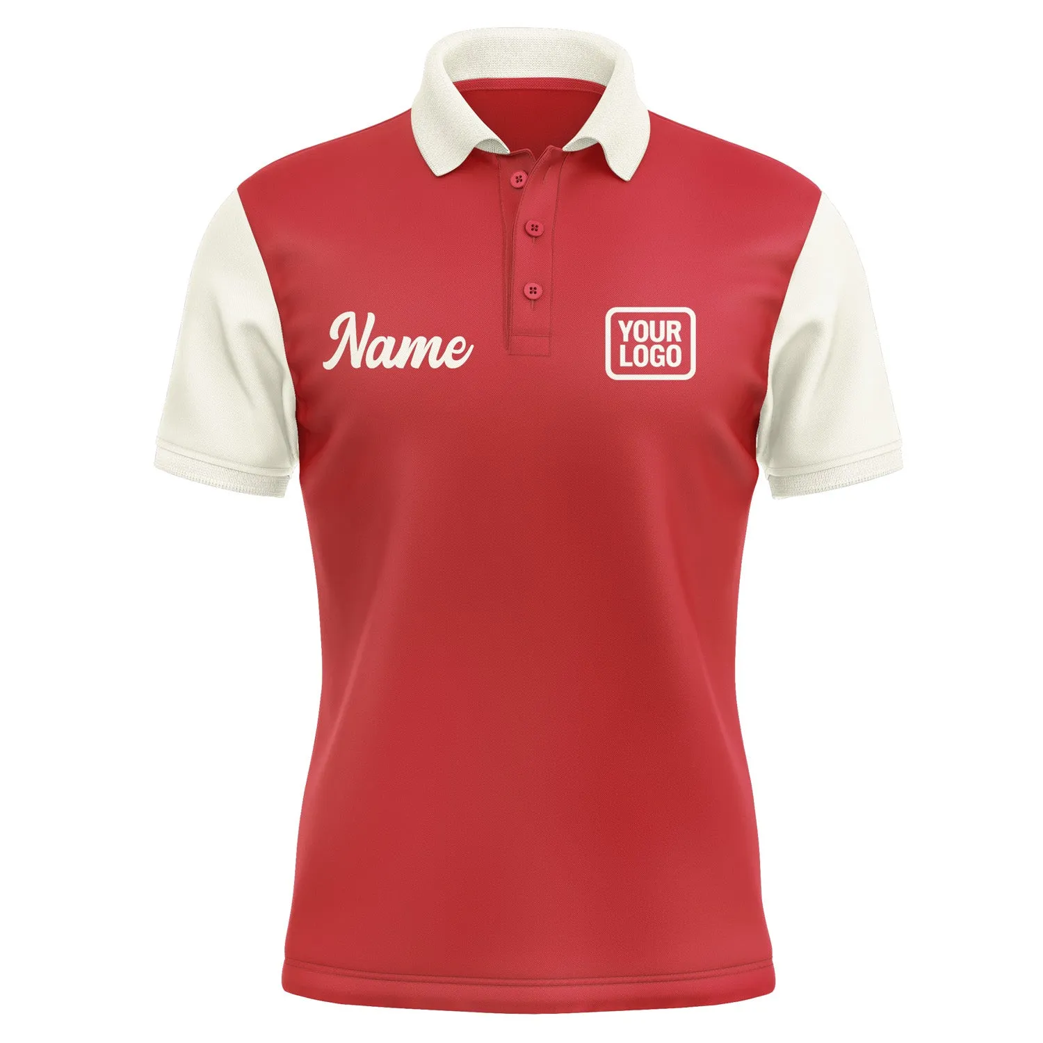 Custom Red Cream Short-Sleeve Polo Shirt