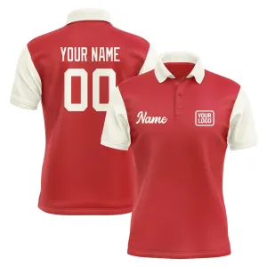 Custom Red Cream Short-Sleeve Polo Shirt