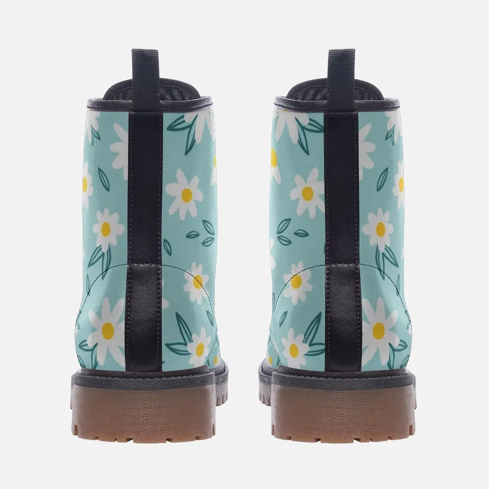 Daisies Blue Vegan Leather Unisex Boots