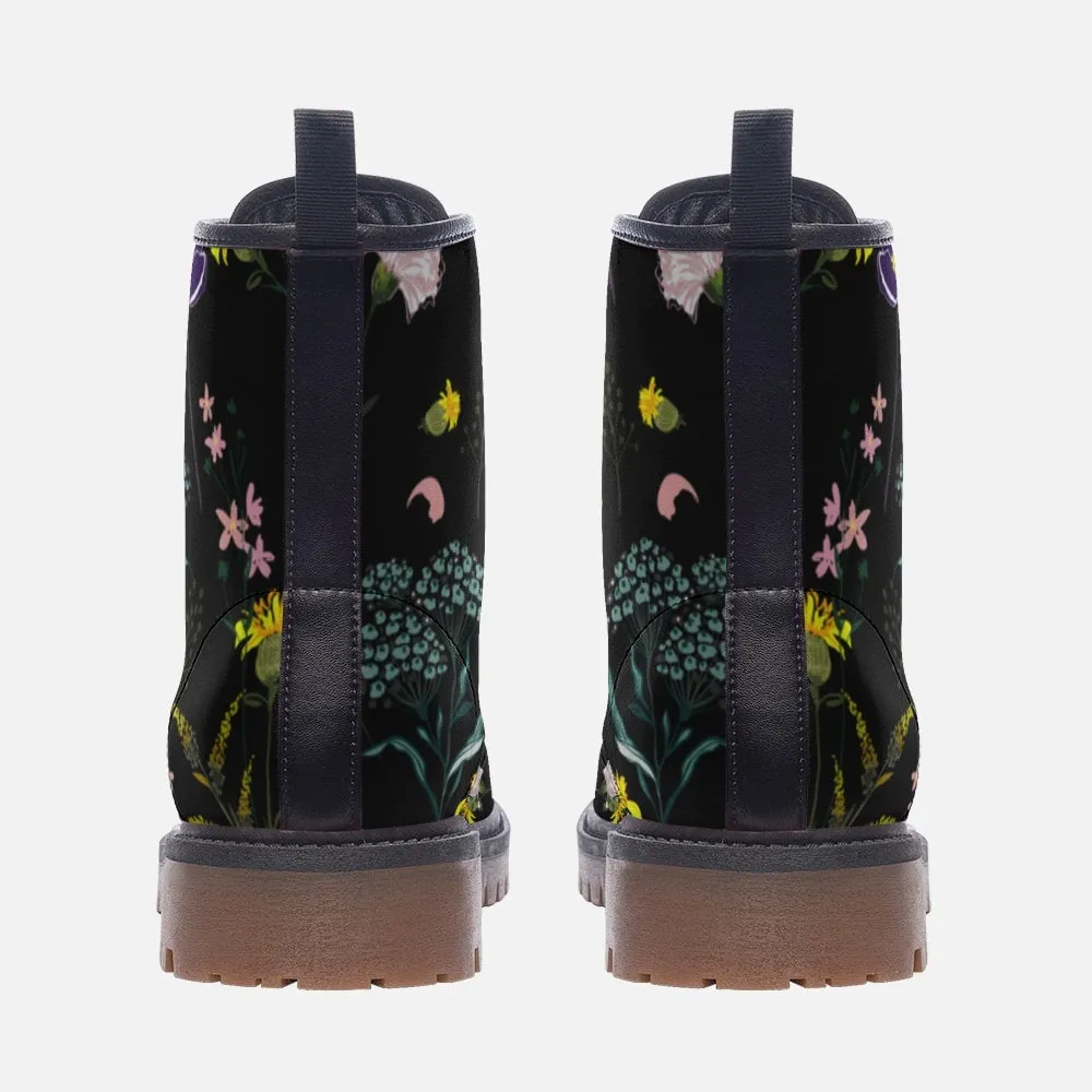 Dark Flower Woodland Vegan Leather Unisex Boots