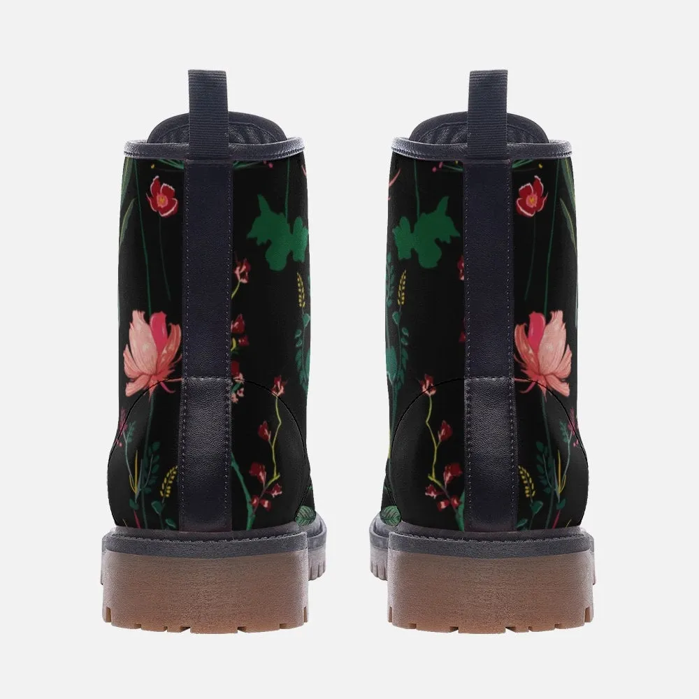 Dark Forest Flowers Vegan Leather Unisex Boots