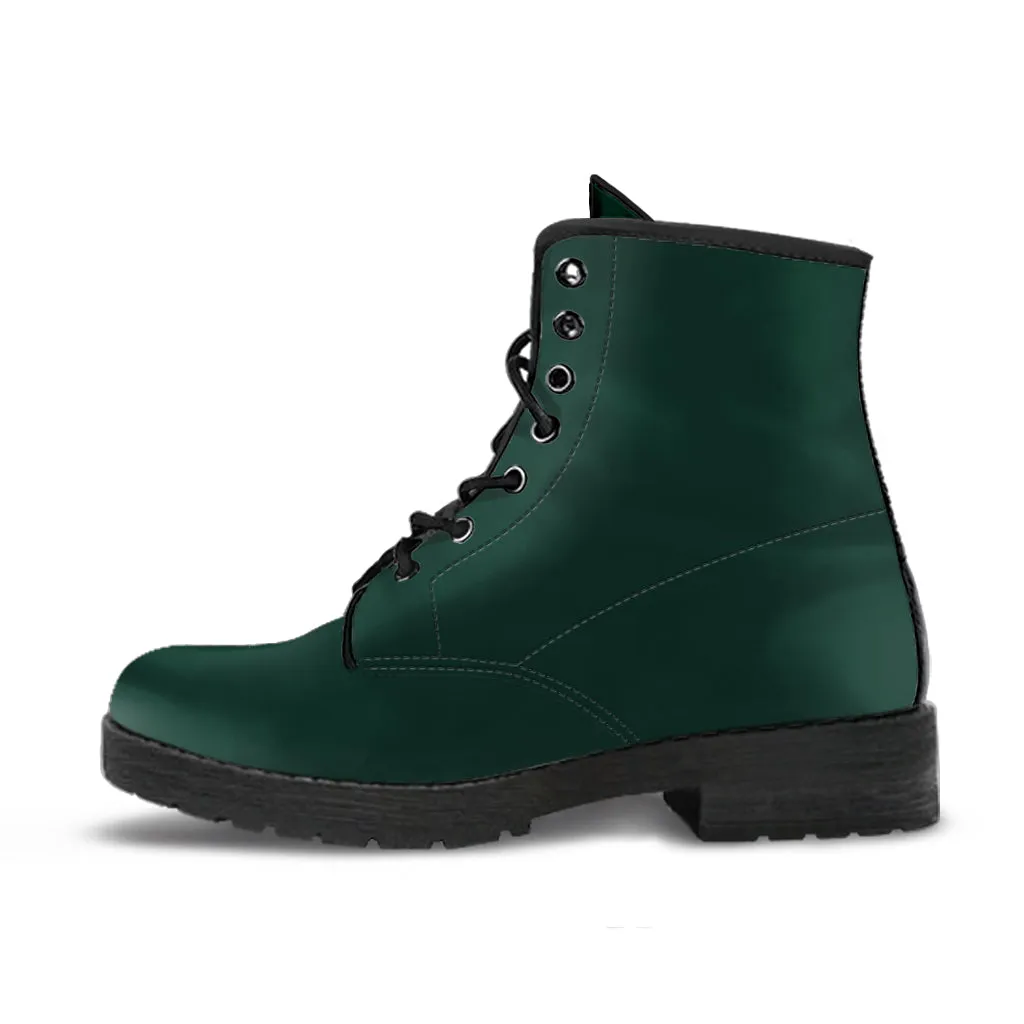 Dark Green Darker Vegan Boots Lace Up