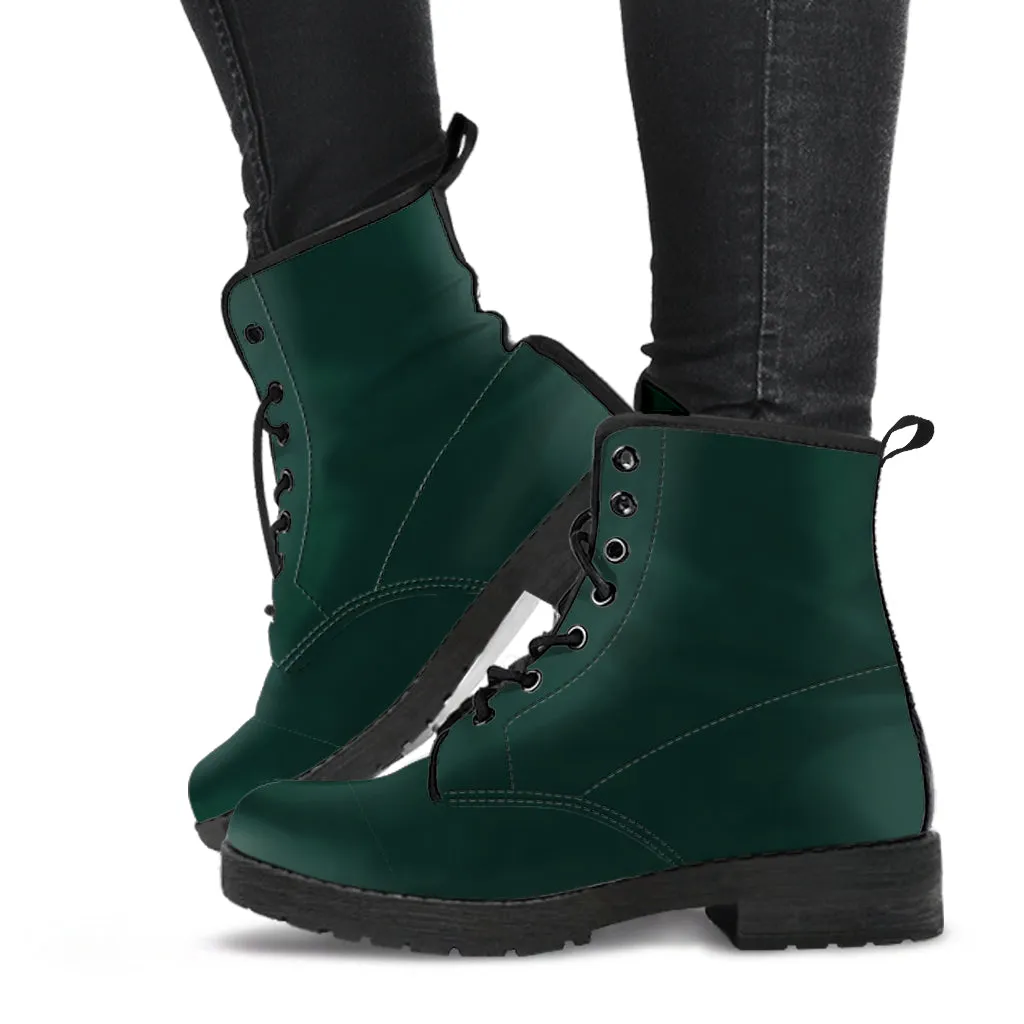 Dark Green Darker Vegan Boots Lace Up