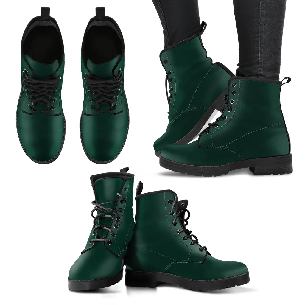 Dark Green Darker Vegan Boots Lace Up