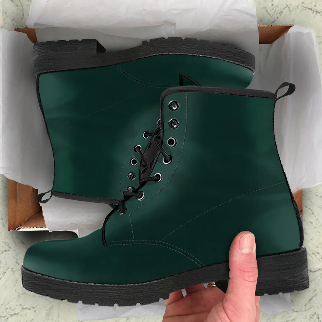Dark Green Darker Vegan Boots Lace Up