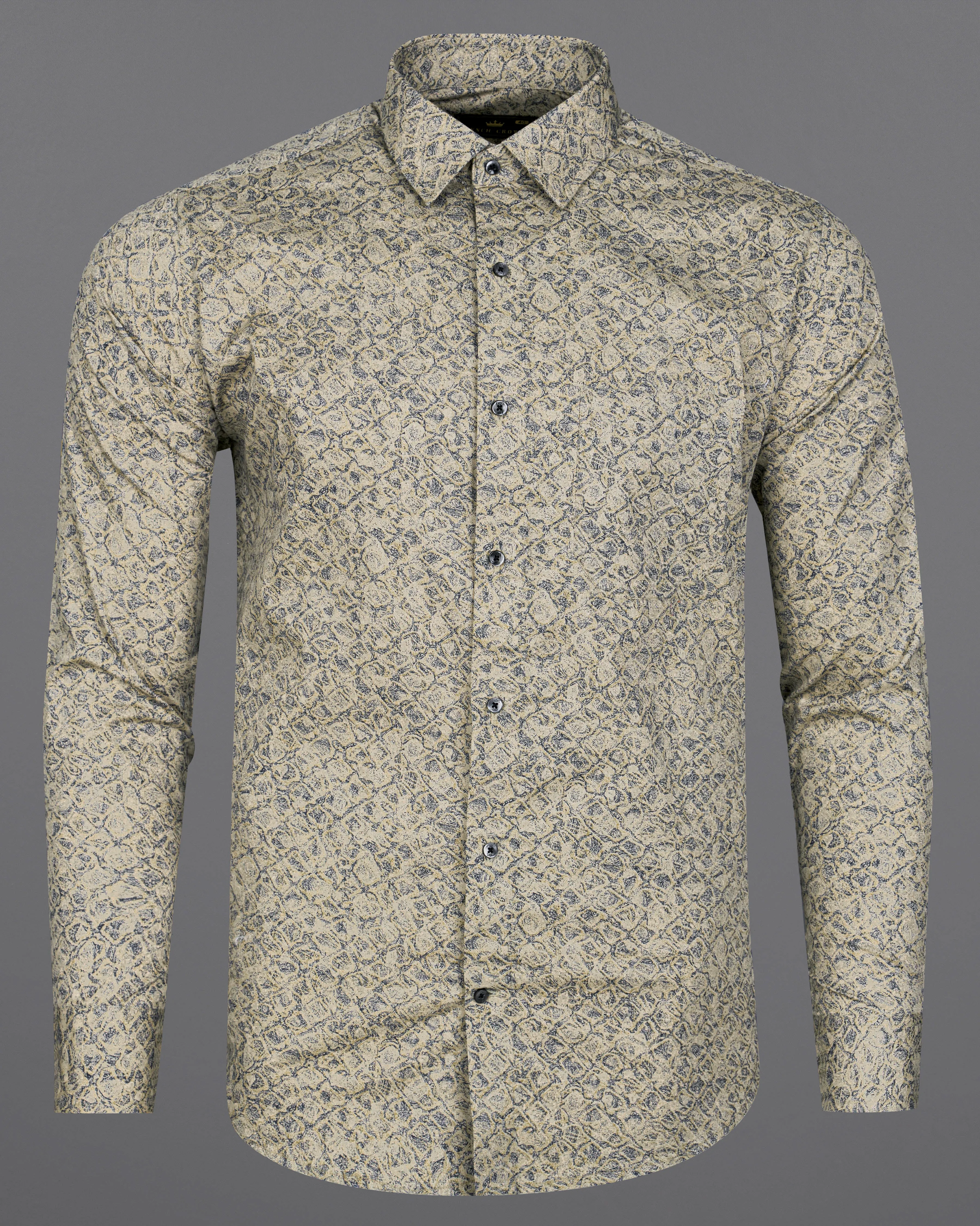 Dust Storm Brown Printed Royal Oxford Shirt