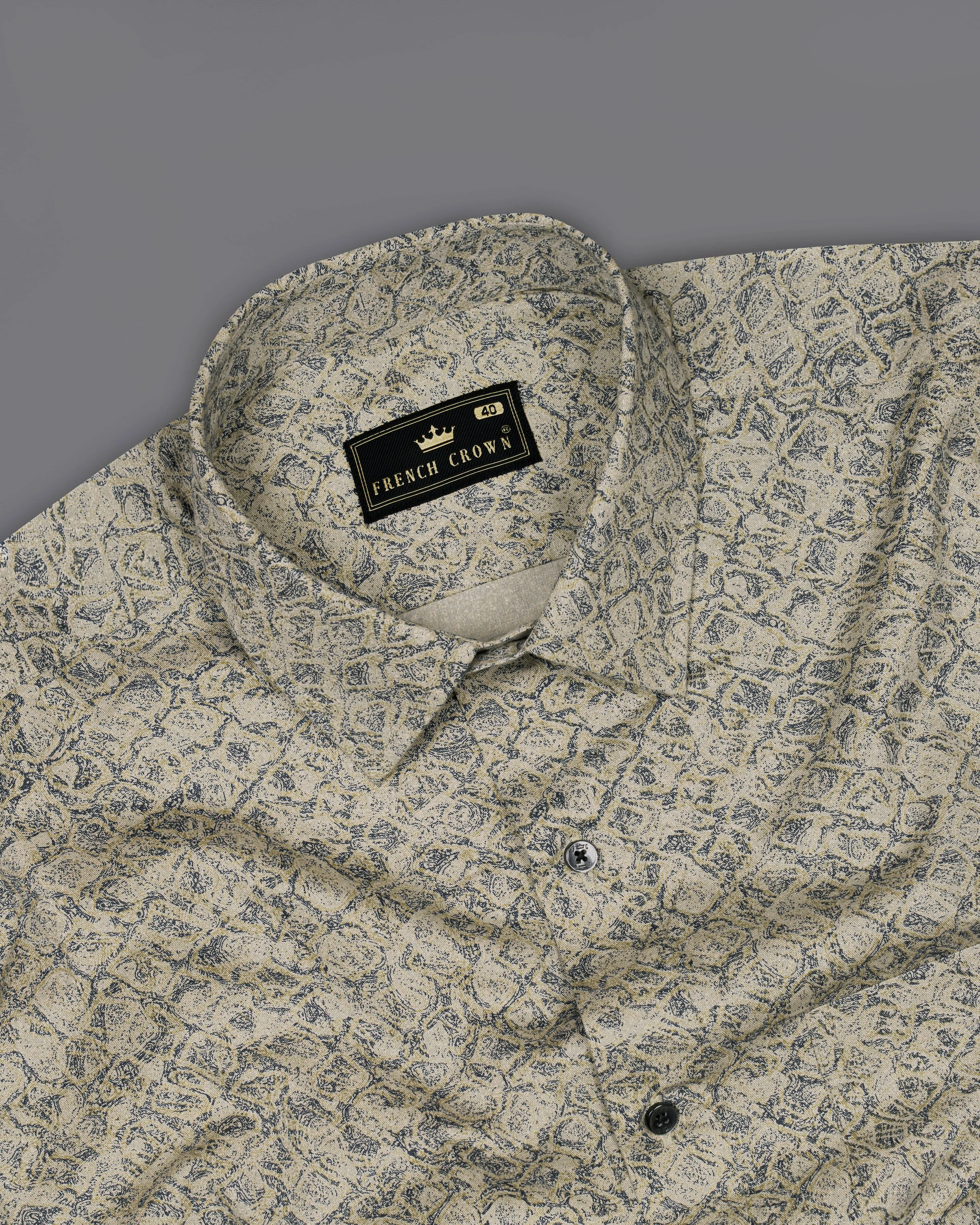 Dust Storm Brown Printed Royal Oxford Shirt