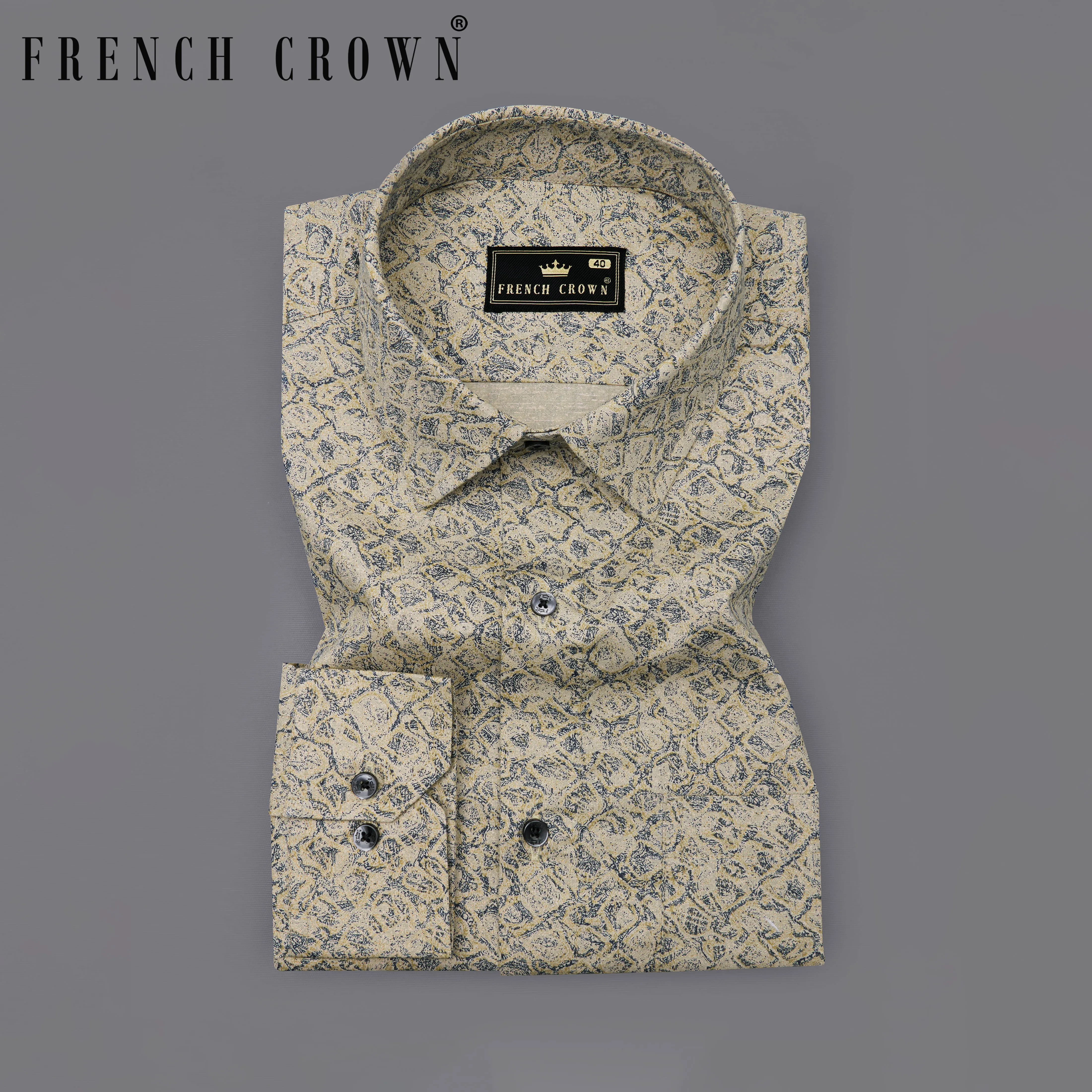 Dust Storm Brown Printed Royal Oxford Shirt