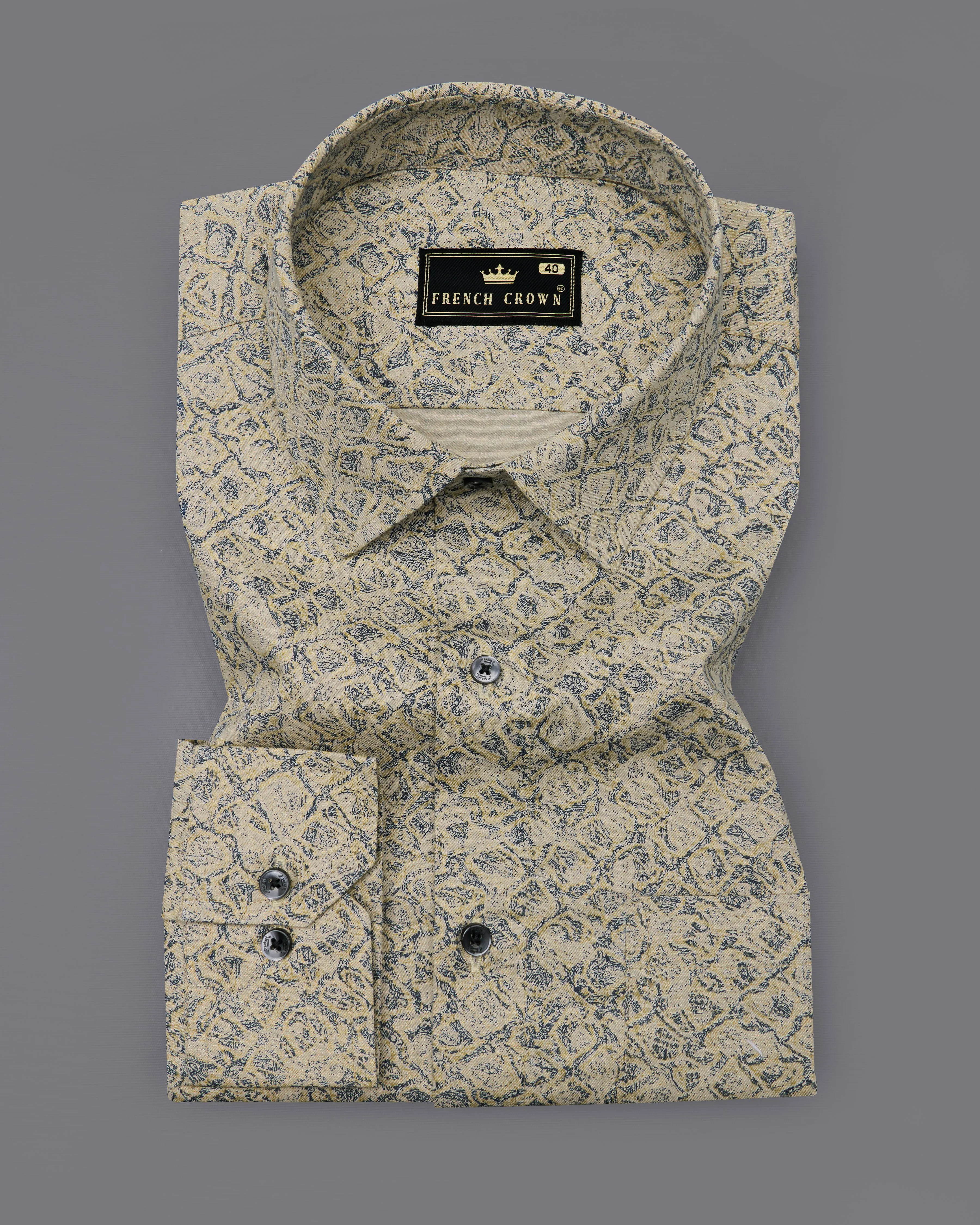 Dust Storm Brown Printed Royal Oxford Shirt