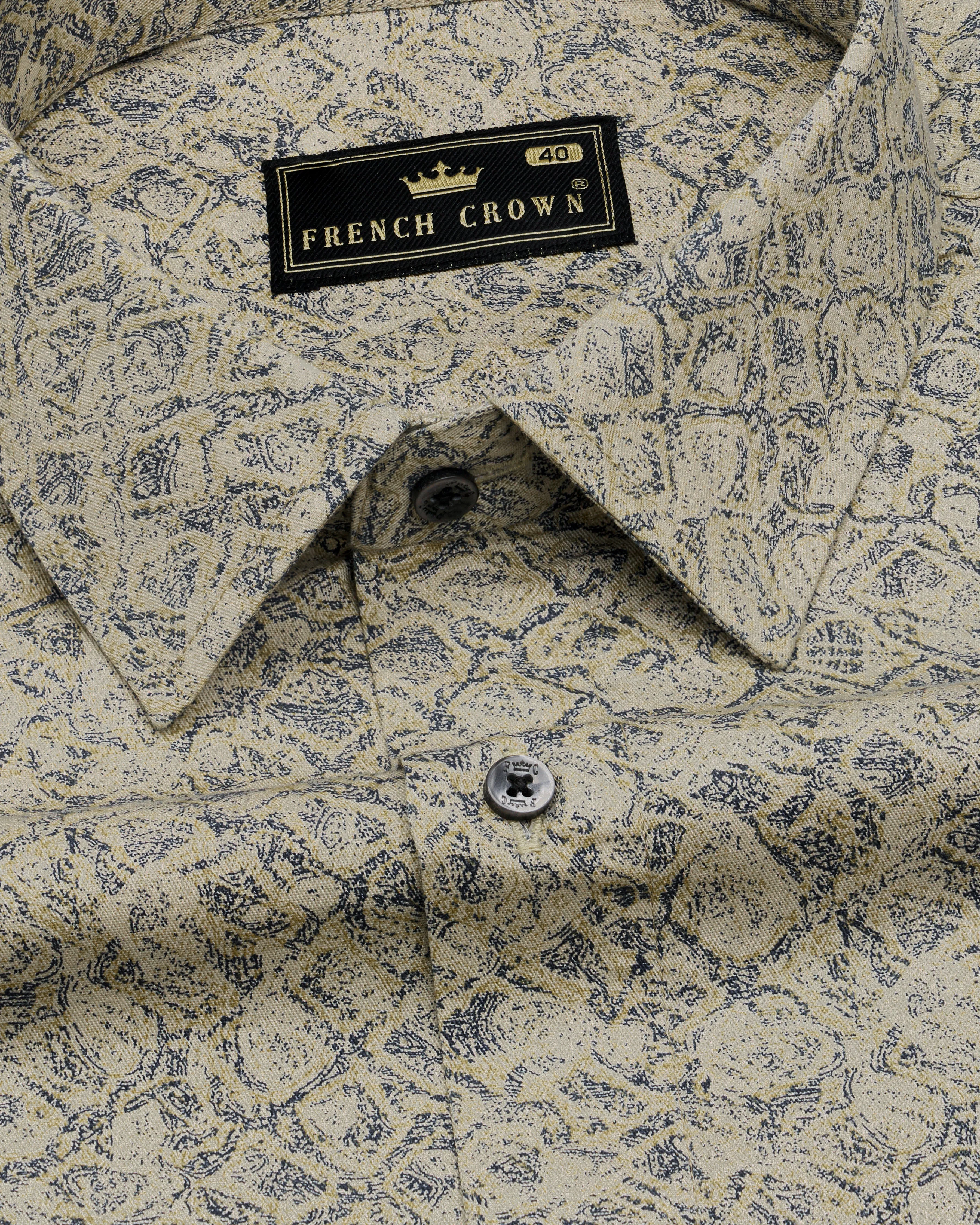 Dust Storm Brown Printed Royal Oxford Shirt