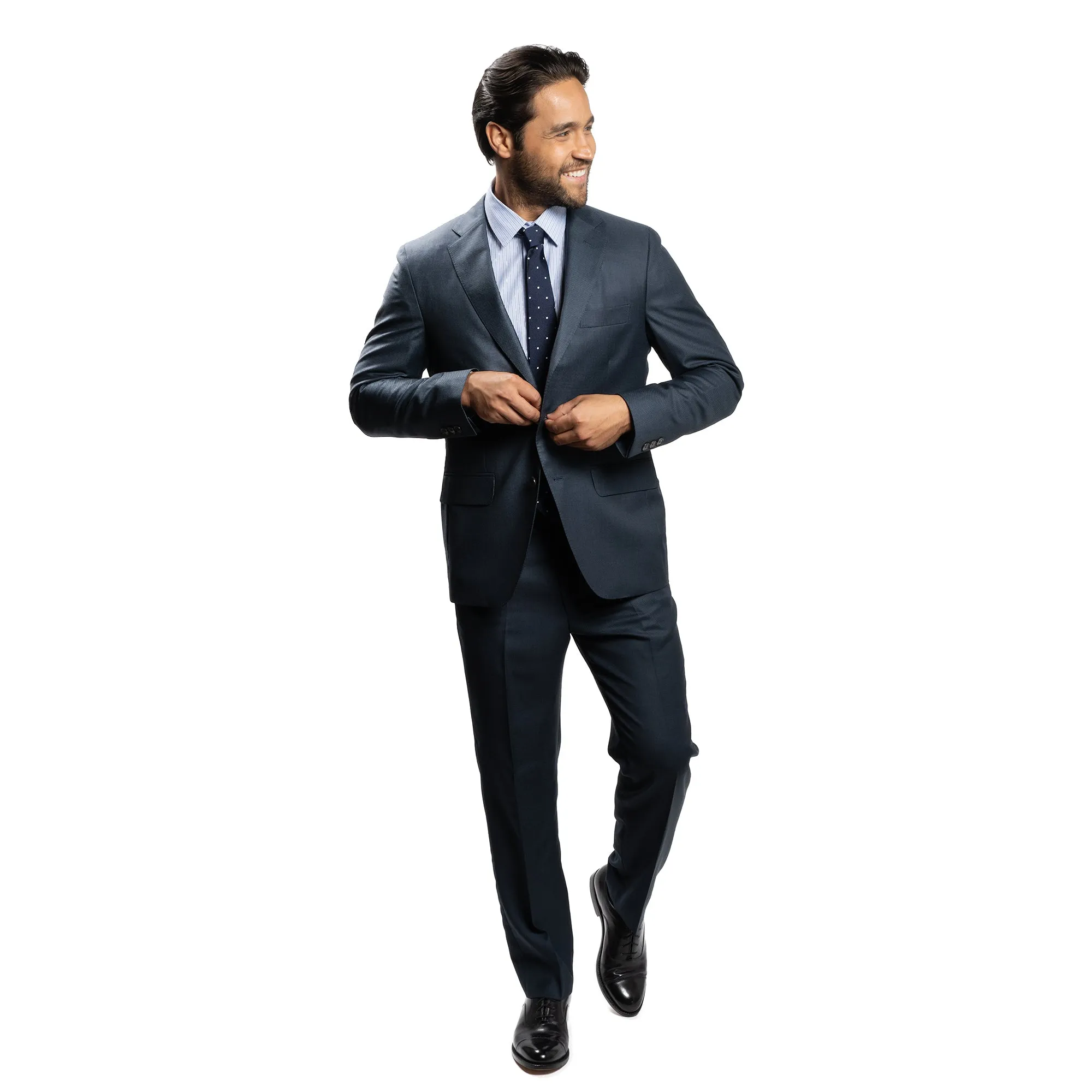 Easy Care Dress Shirt Standard Fit - Navy Blue White Stripe