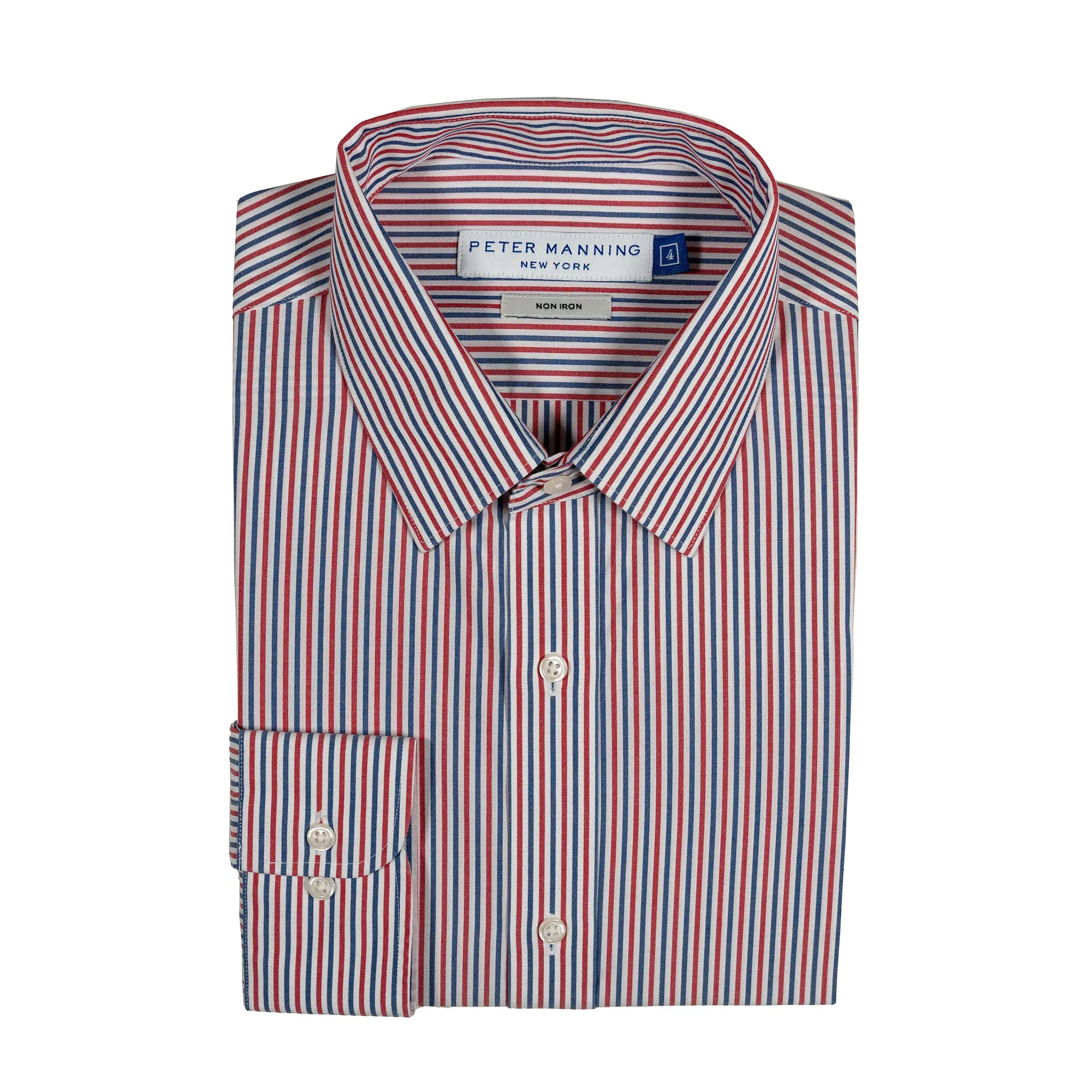 Easy Care Dress Shirt Standard Fit - Red Blue Stripe