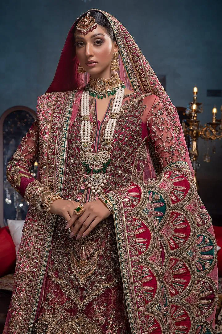 Embellished Heavy Pink Lehenga Dress for Bride #BN1052