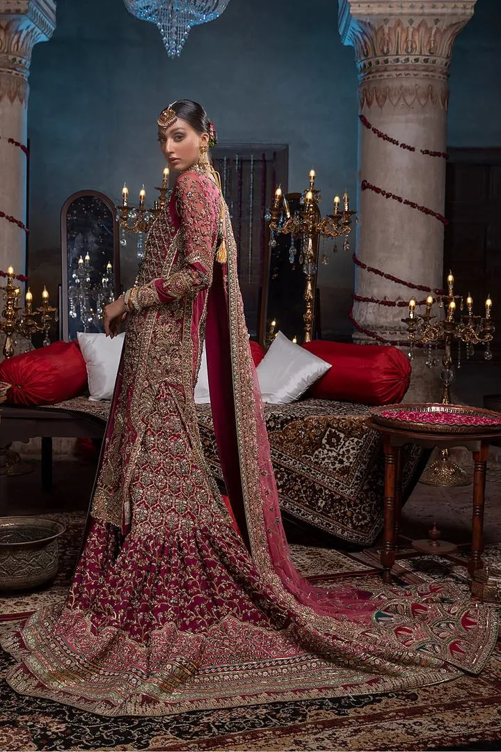 Embellished Heavy Pink Lehenga Dress for Bride #BN1052