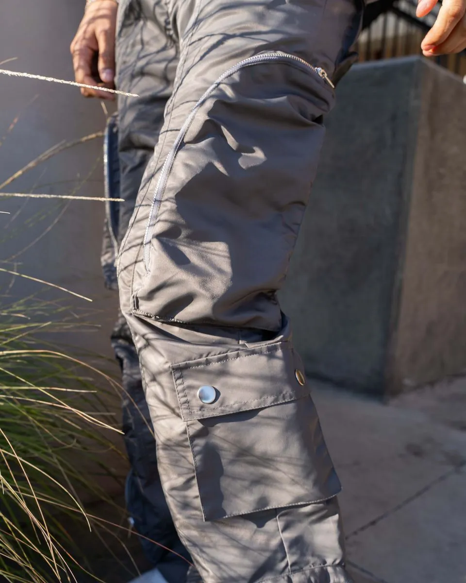 EPTM BAGGY MOON ZIP CARGO PANTS (Grey)