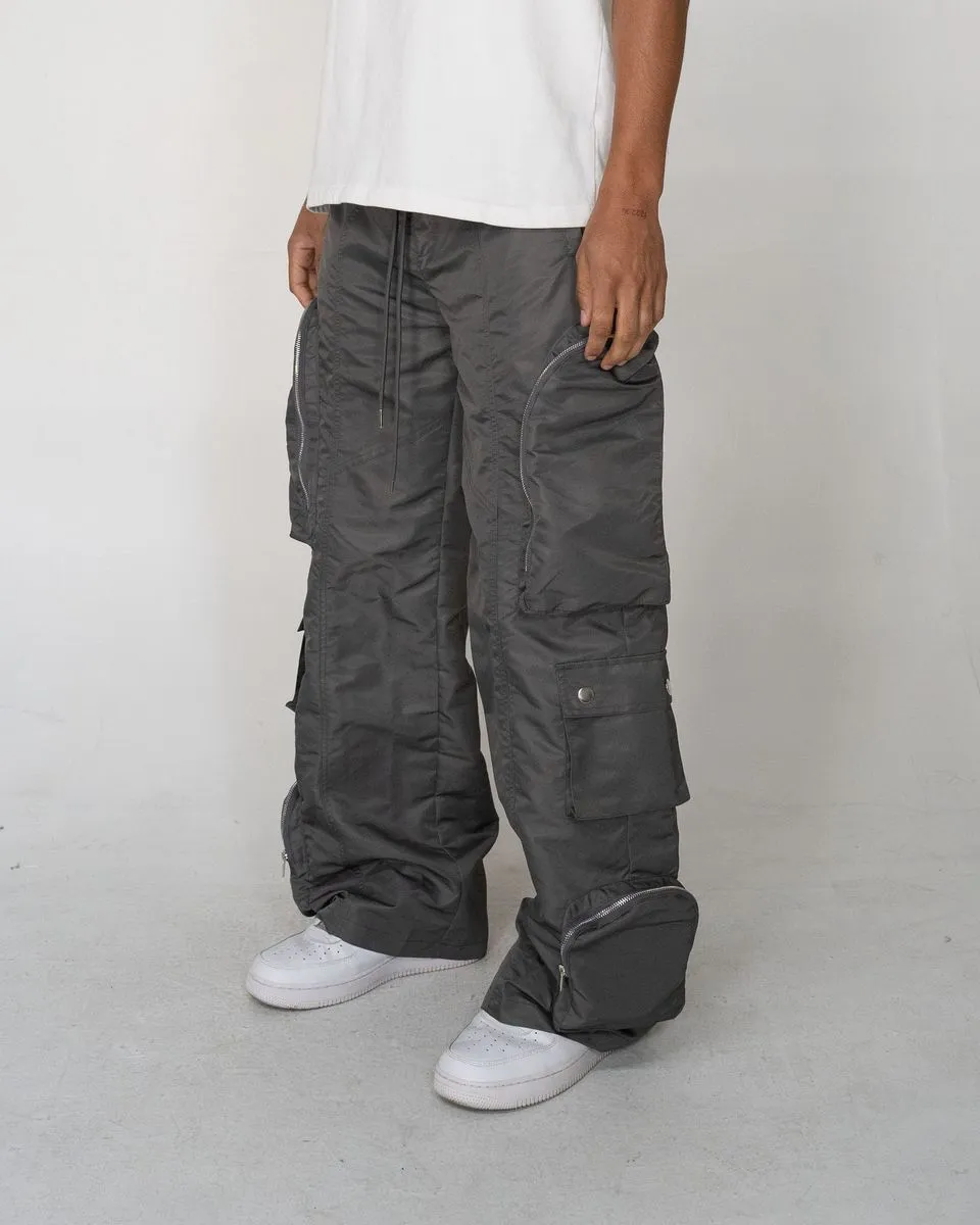 EPTM BAGGY MOON ZIP CARGO PANTS (Grey)