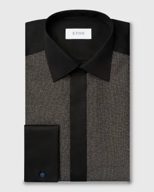 ETON 10001219718 BLACK WITH LUREX SLIM FRENCH CUFF SHIRT