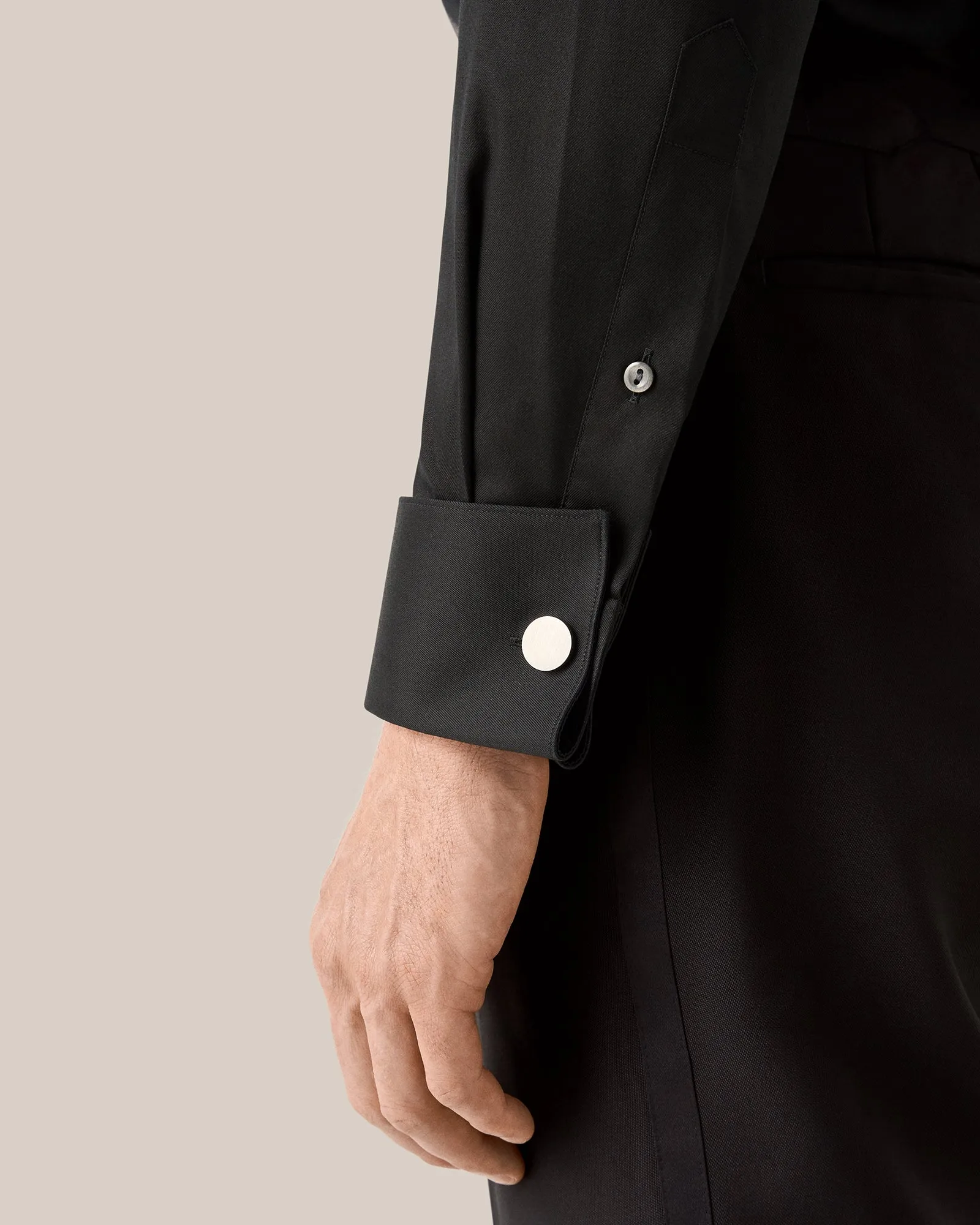 ETON 10001219718 BLACK WITH LUREX SLIM FRENCH CUFF SHIRT