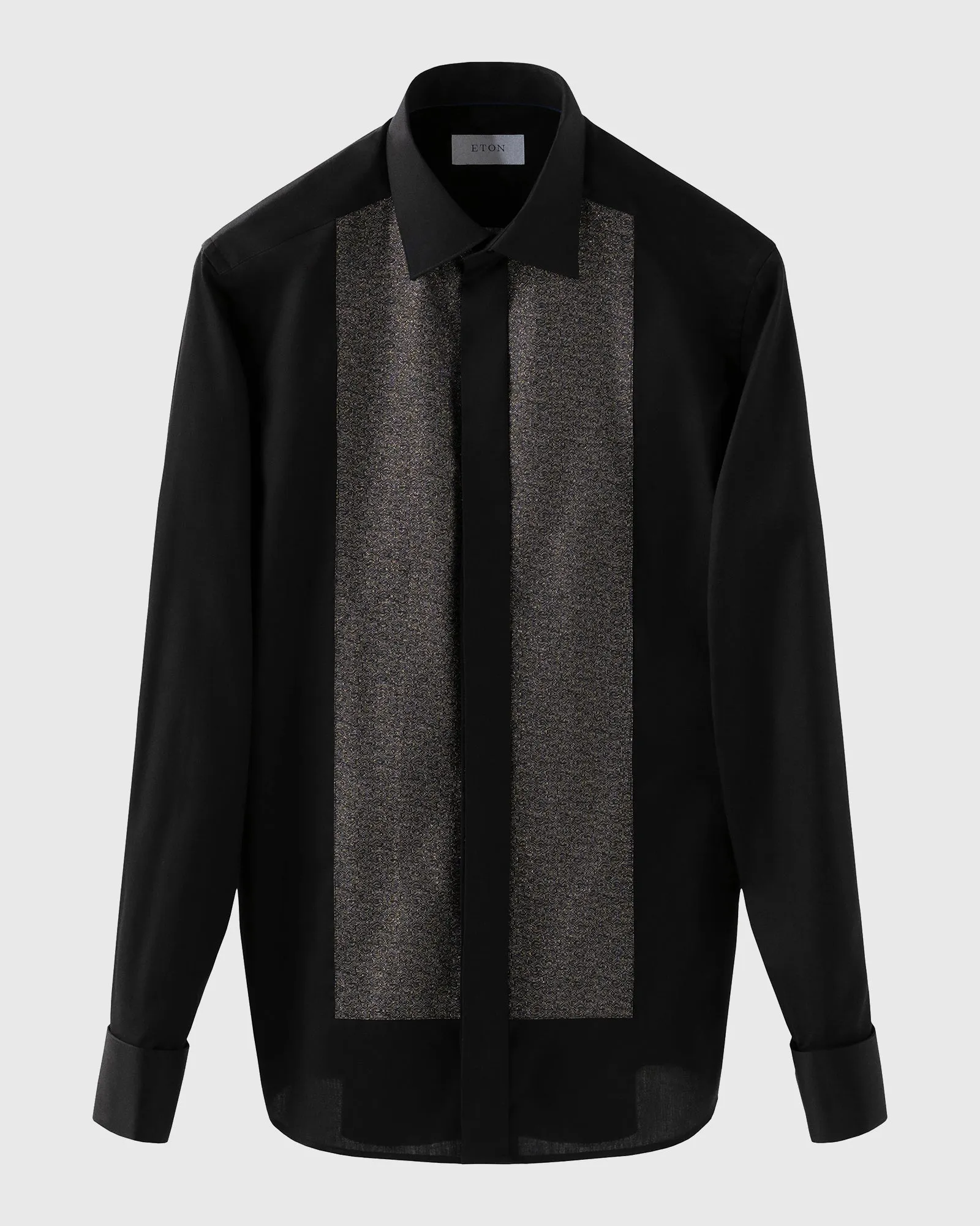ETON 10001219718 BLACK WITH LUREX SLIM FRENCH CUFF SHIRT