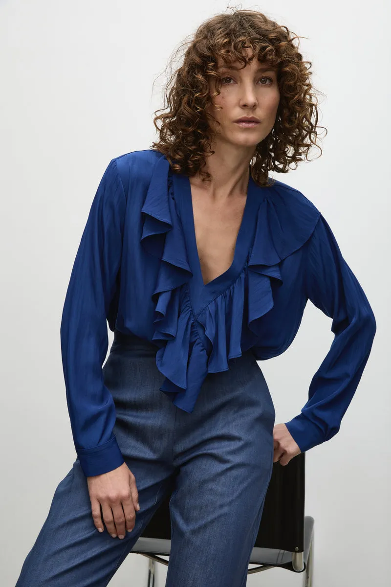 F67 8649 WRAP RIPPLE BLOUSE