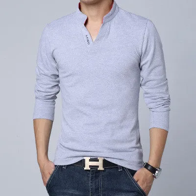 Fashion Brand Men Polo shirt Solid Color Long-Sleeve Slim Fit Shirt Men Cotton polo Shirts Casual Shirts 5XL