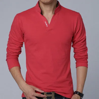 Fashion Brand Men Polo shirt Solid Color Long-Sleeve Slim Fit Shirt Men Cotton polo Shirts Casual Shirts 5XL