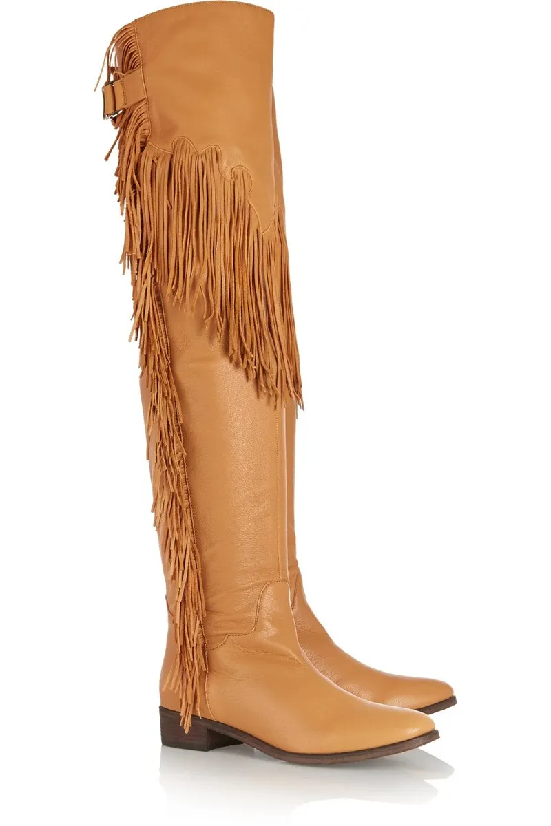 Fashion Winter Black Fringed Over The Knee Boots