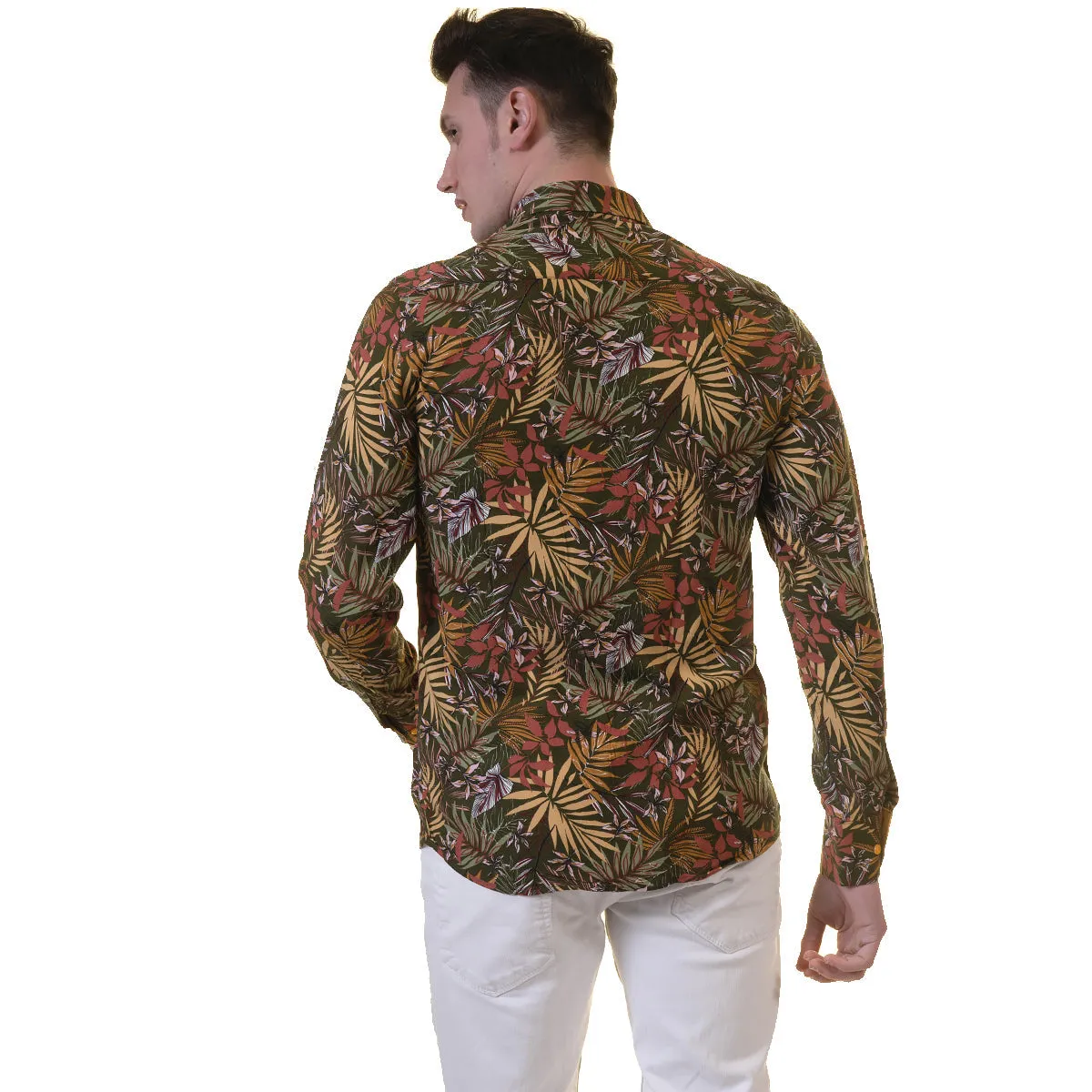 Floral Mens Slim Fit Designer Dress Shirt - tailored Cotton Shirts for