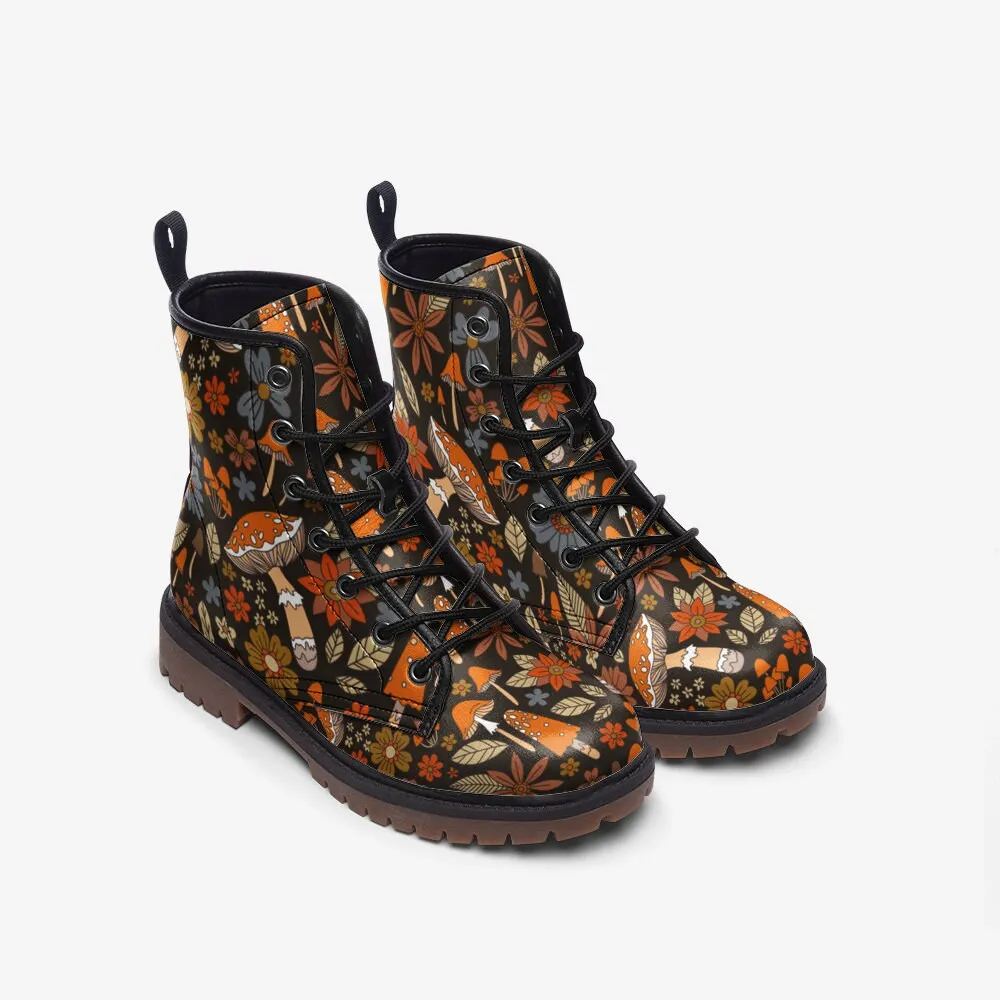 Forest Mushroom Cottage Vegan Leather Unisex Boots