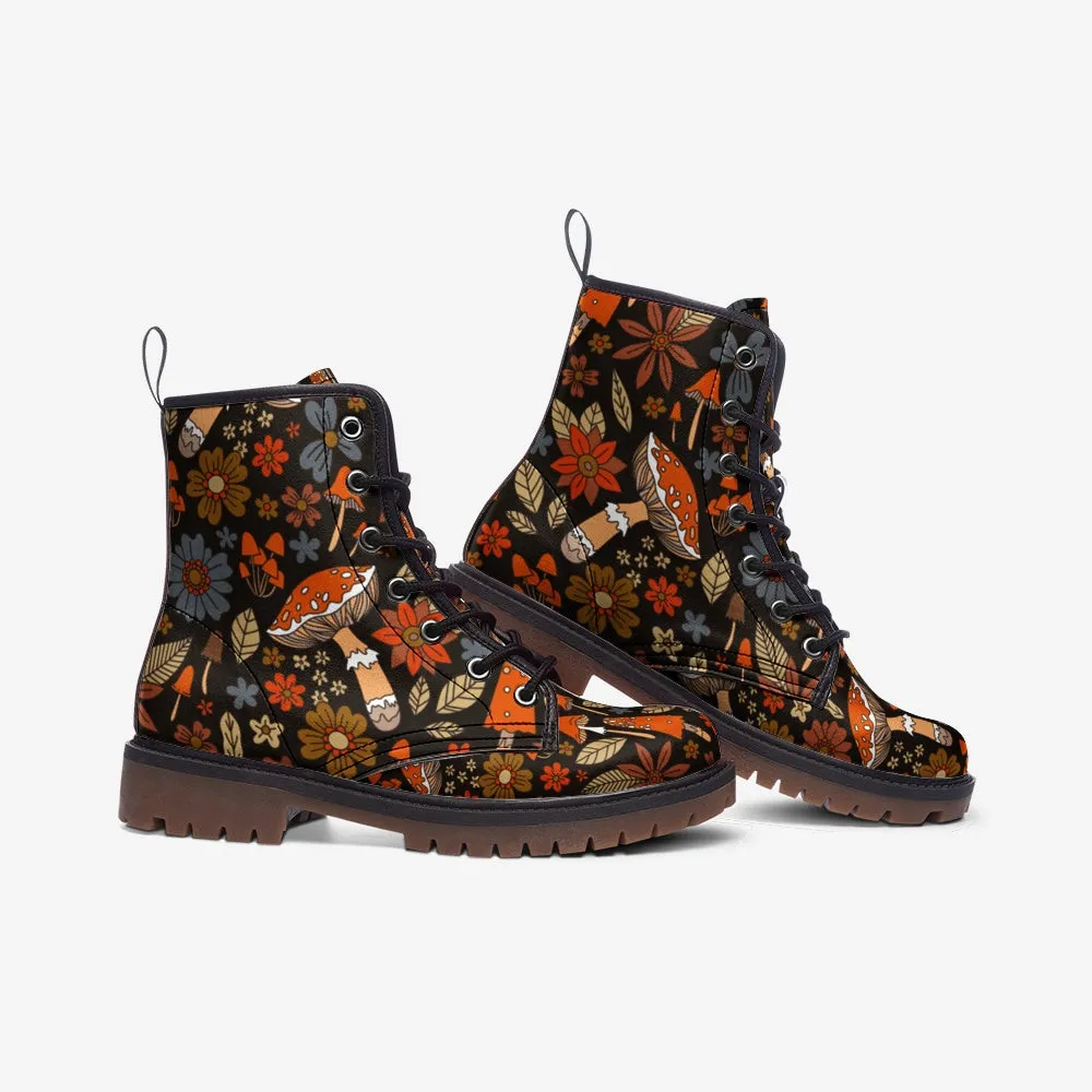 Forest Mushroom Cottage Vegan Leather Unisex Boots