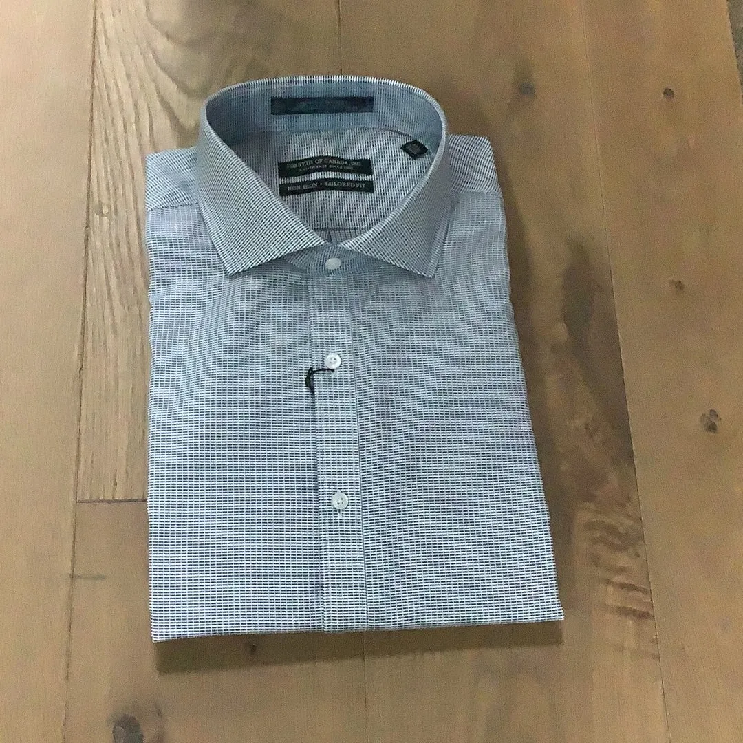 Forsyth Textured Faux Navy Long Sleeve Dress Shirt
