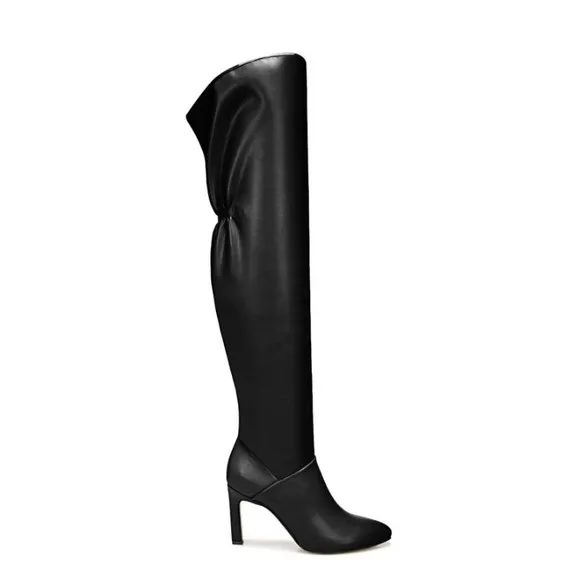 Franco Sarto Callie 2 heels boots over the knee shoes size 7 black leather nwob