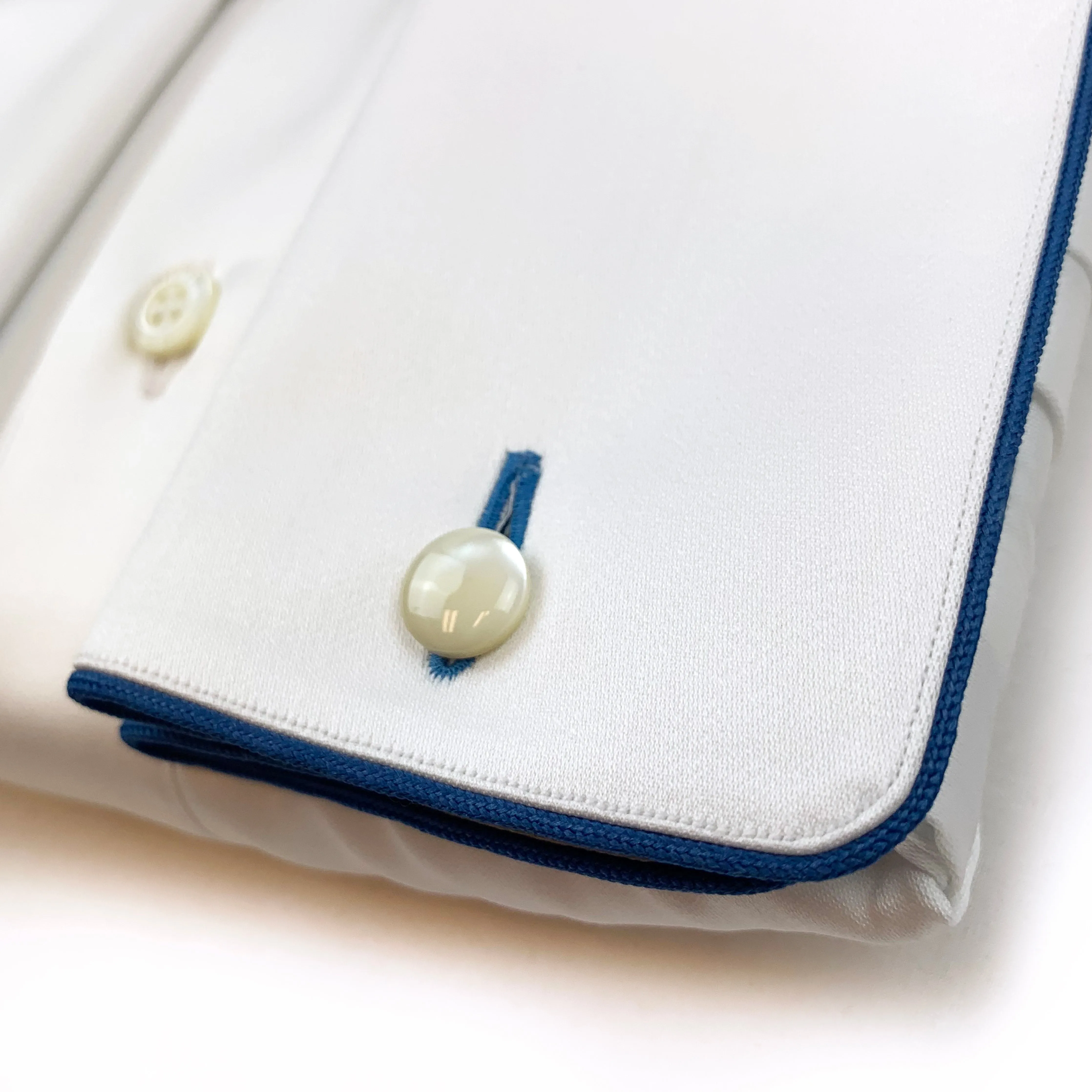 French Cuff Dress Shirt with French Blue Piping Detail