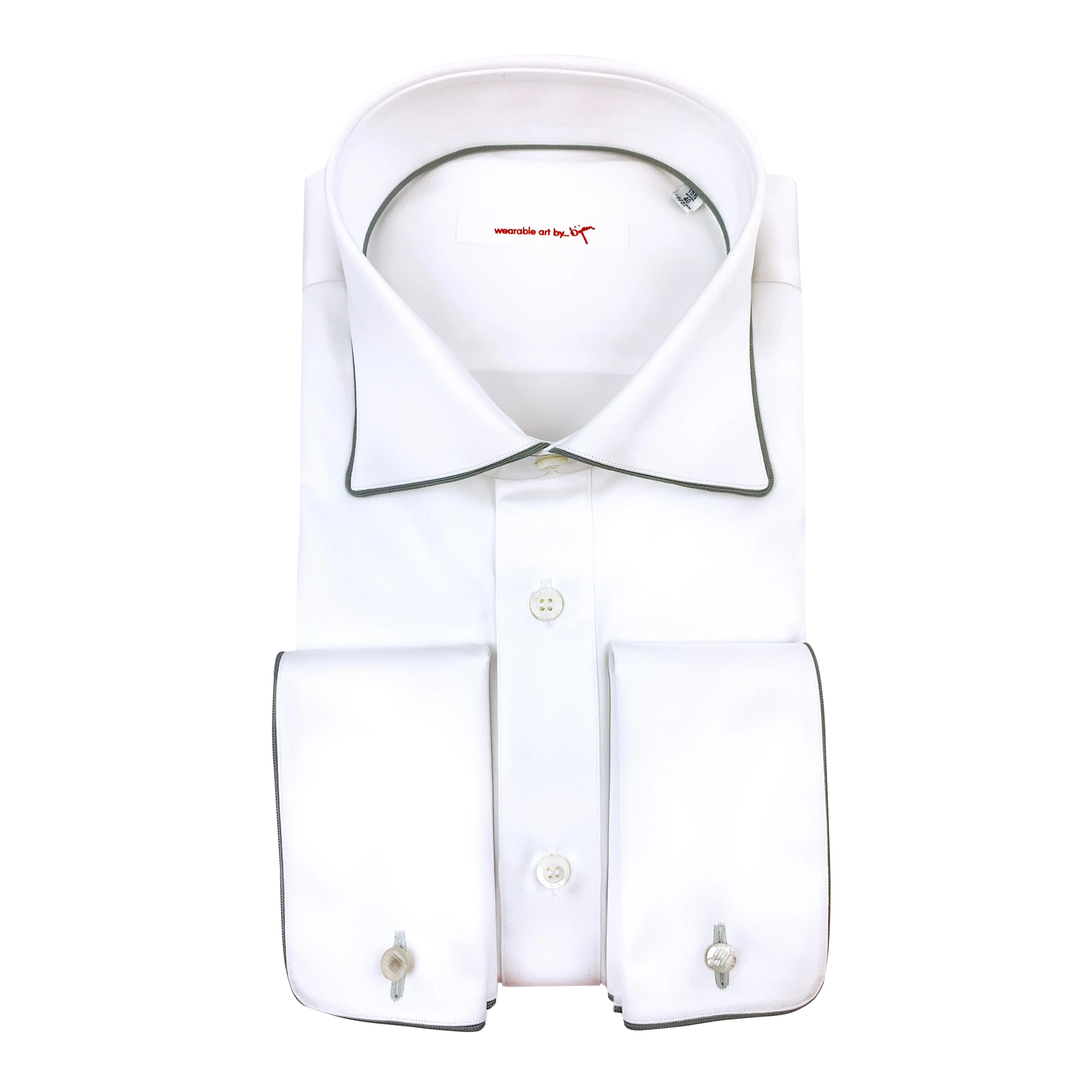 French Cuff Dress Shirt with Grey Piping Detail