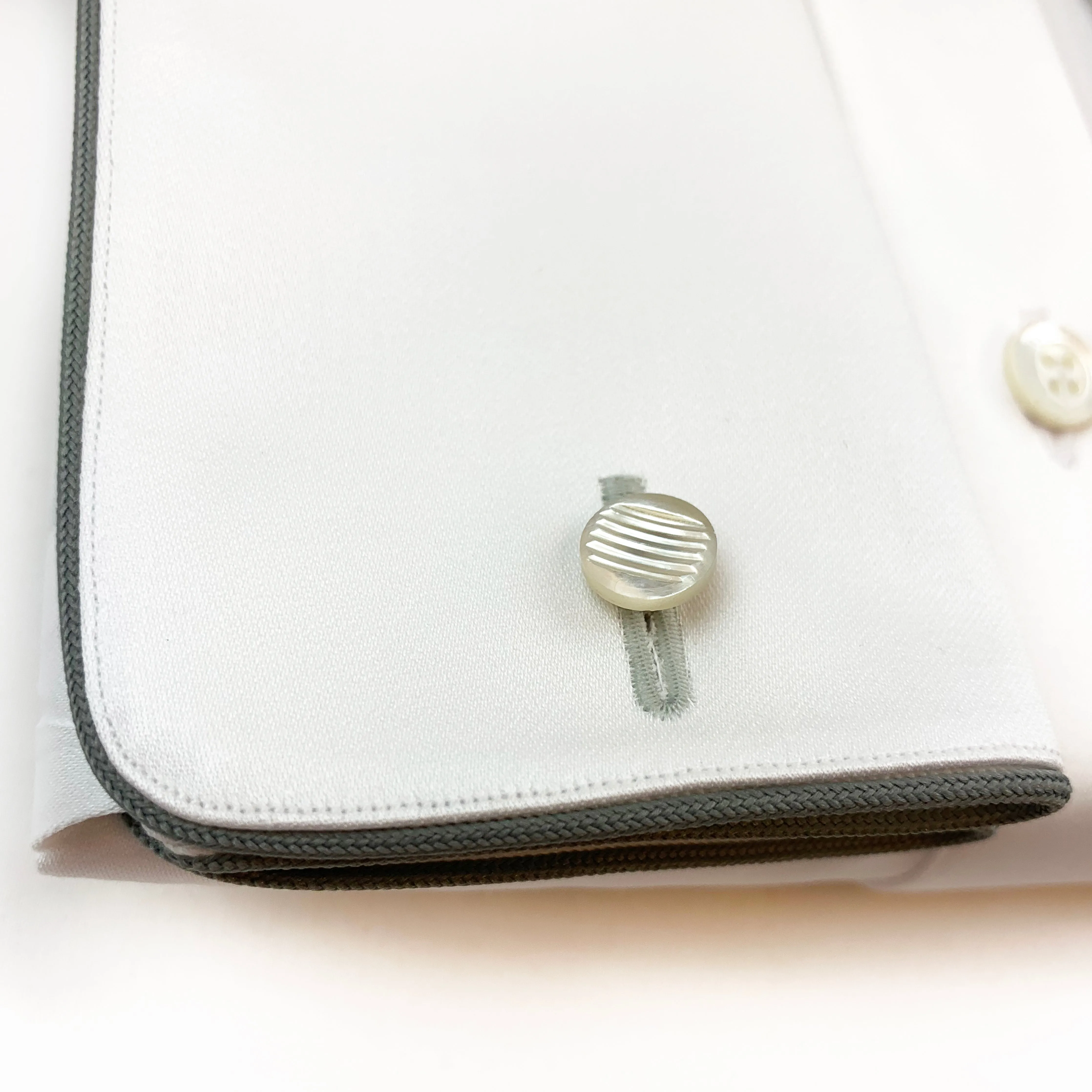French Cuff Dress Shirt with Grey Piping Detail